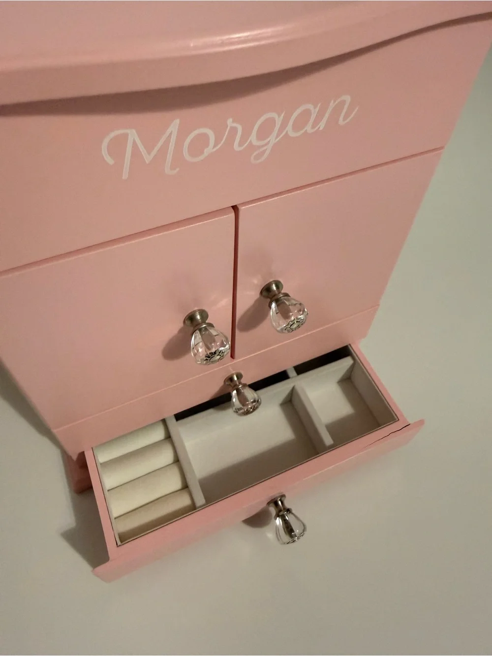 Pottery Barn Kids Pink Jewelry Armoire with Crystal Knobs
